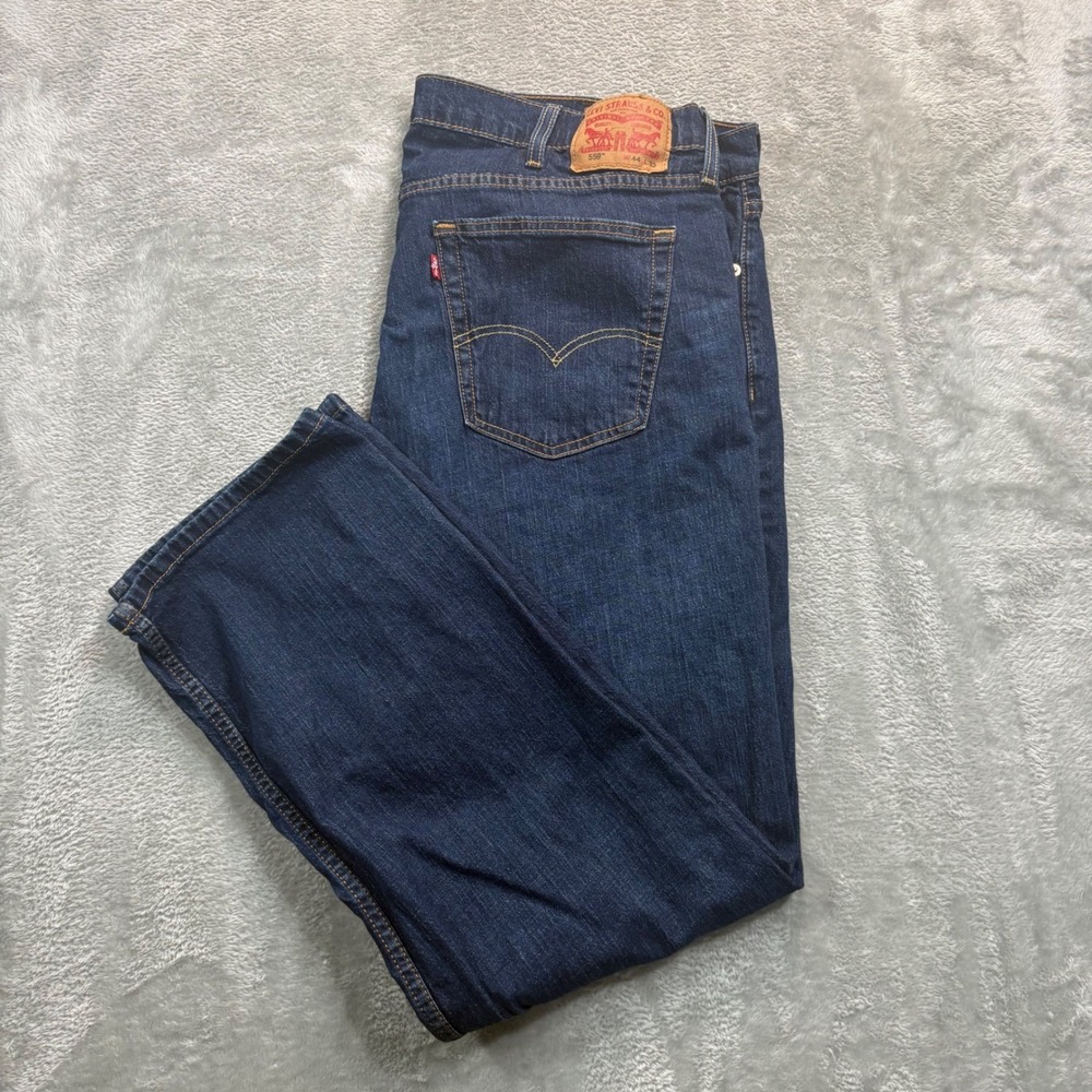 Levi's 559 Relaxed Straight Jeans Mens 44x32 Dark Indigo Blue Denim Pants